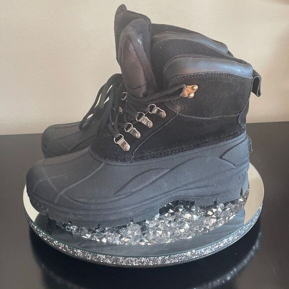 Totes Mike boots thermolite men’s winter snow black duck boots size 9M preowned - Picture 2 of 10